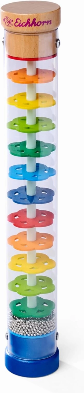 100003446 Rainmaker Made of Solid Wood, Plastic Tube with Metal Balls, 32 x 5 cm