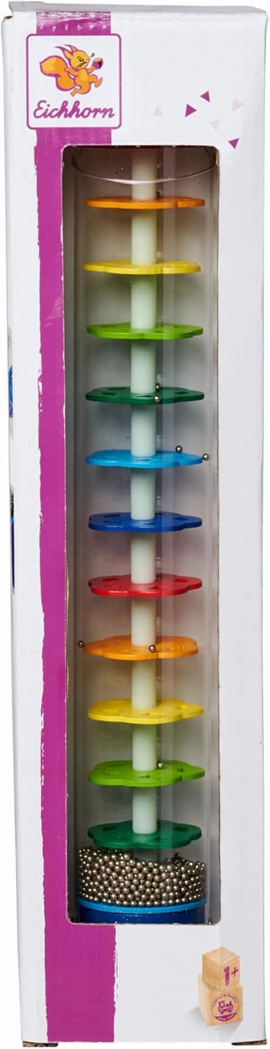 100003446 Rainmaker Made of Solid Wood, Plastic Tube with Metal Balls, 32 x 5 cm