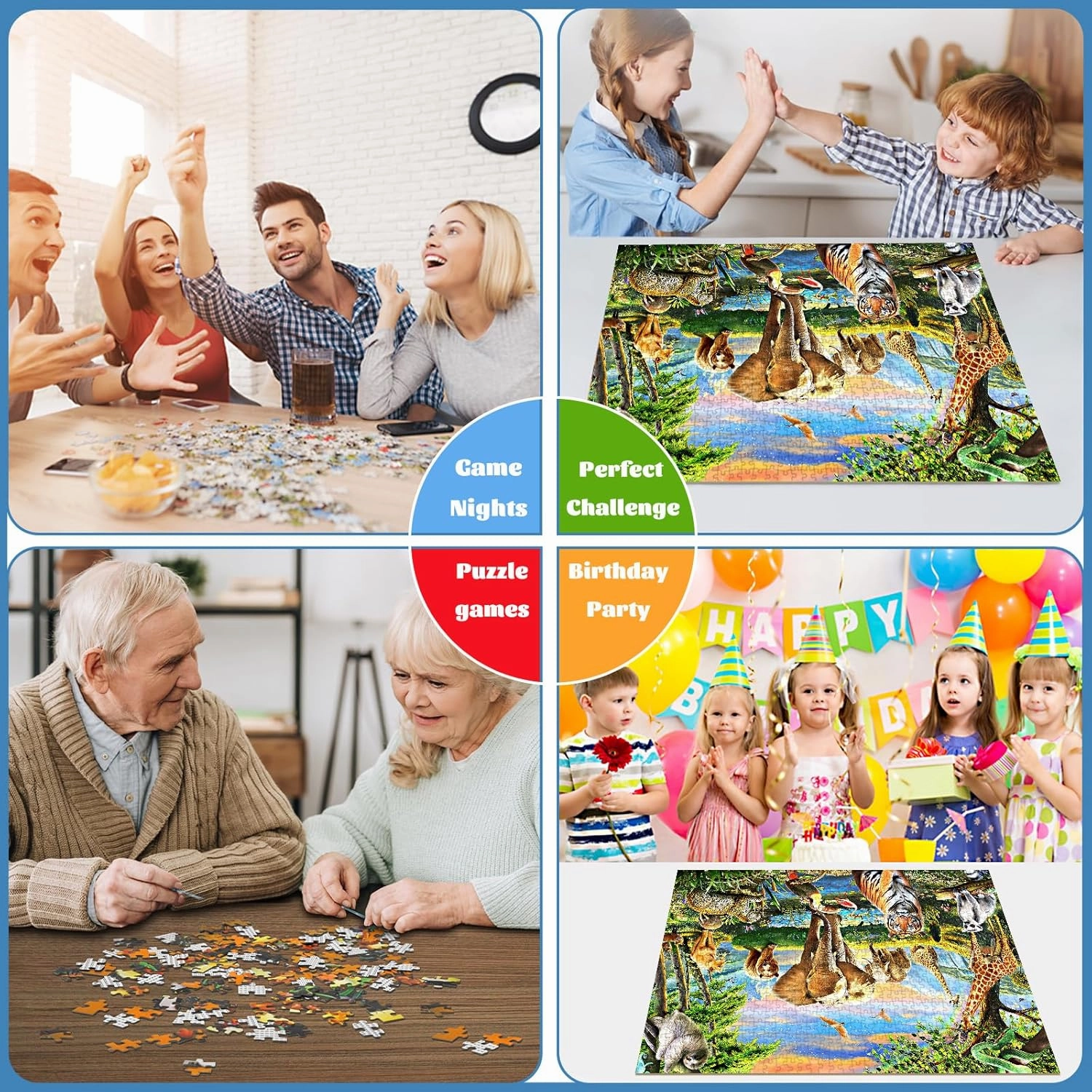 1000 Pieces Puzzles for Adults, Animal World Jigsaw Puzzle Challenging Night Game, Interlock Perfectly No Dust, for House Decoration, Birthday Party Holiday Toy for Kids Boys and Girls