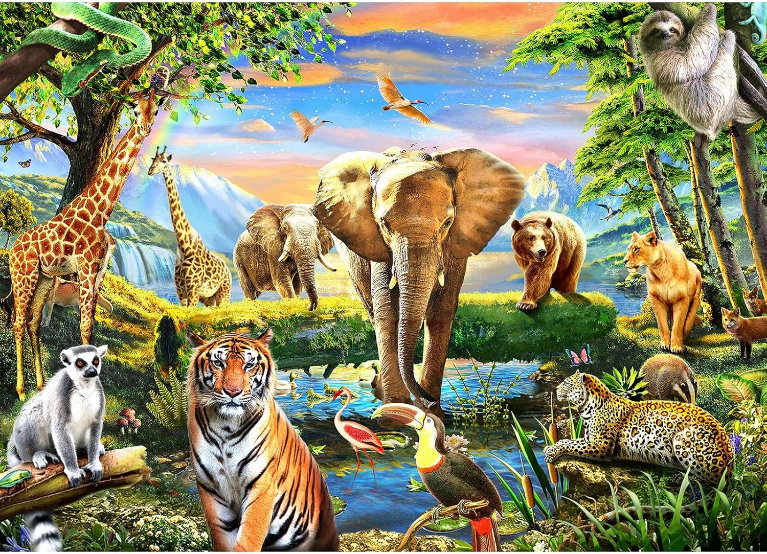 1000 Pieces Puzzles for Adults, Animal World Jigsaw Puzzle Challenging Night Game, Interlock Perfectly No Dust, for House Decoration, Birthday Party Holiday Toy for Kids Boys and Girls