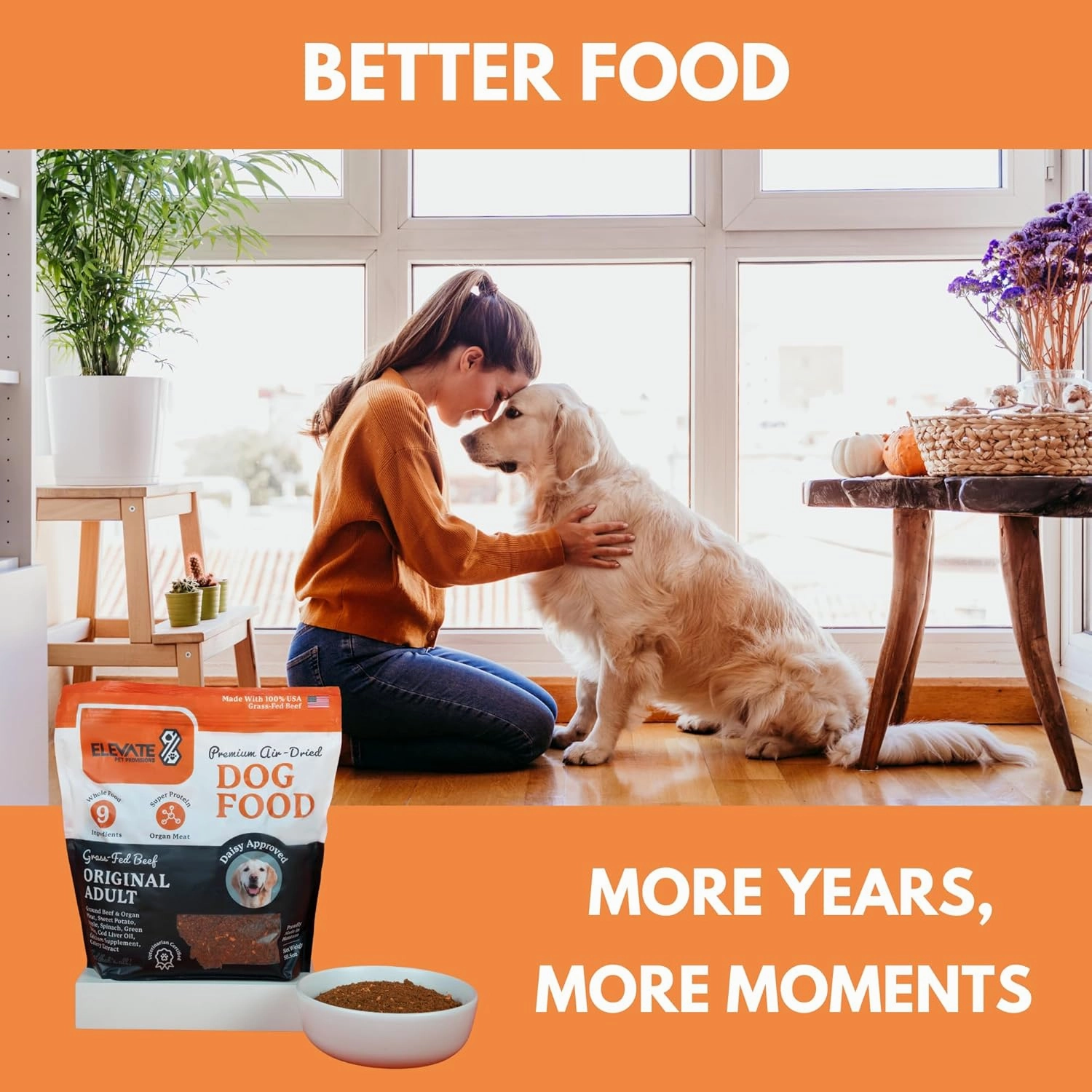 100% Human Grade Air Dried Dog Food - All Natural - USA Grass Fed Beef - Limited Ingredient - Grain Free - Dehydrated - Complete Meal or Topper Beef Flavor - 3.65 lb