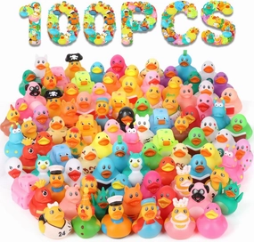 100 Pack Rubber Ducks in Bulk, Assorted Ducks for Jeeps Ducking, Mini Rubber Duckies for Baby Bath Toys, Kids Bath Pool Toys Birthday Gifts Party Favors