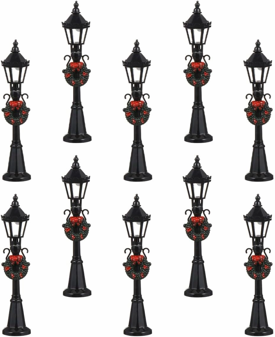 10pcs Miniature Night Lamp Decor Street Lamp Models for Dollhouse Smooth Surface Mini House Simulation Accessory for Home Decoration and Creative