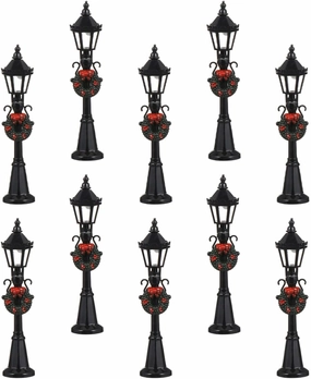 10pcs Miniature Night Lamp Decor Street Lamp Models for Dollhouse Smooth Surface Mini House Simulation Accessory for Home Decoration and Creative