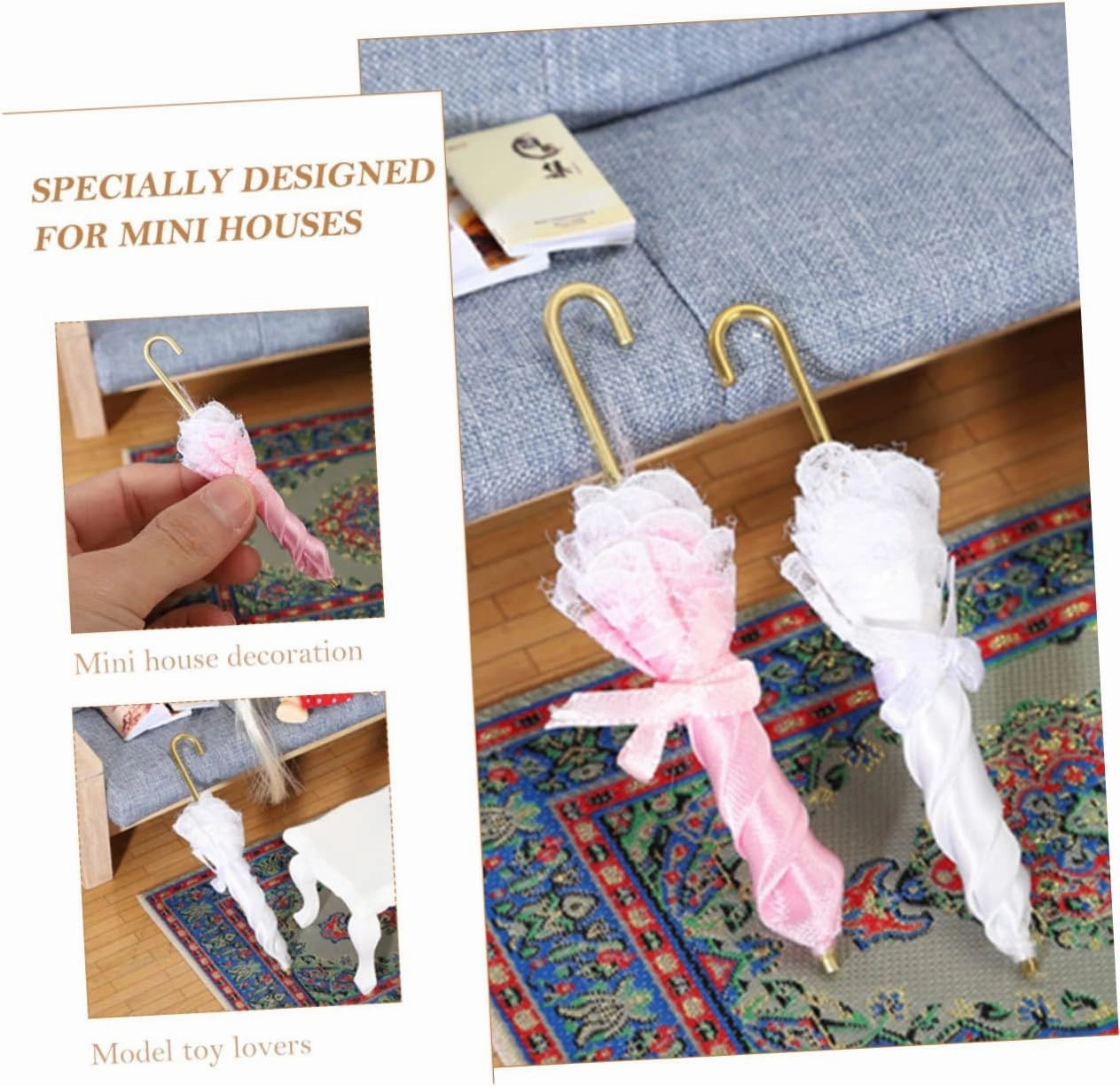 10pcs Miniature Umbrella Decorative Tiny Umbrellas for Mini House Decor Scale for Dollhouses Crafts and Education