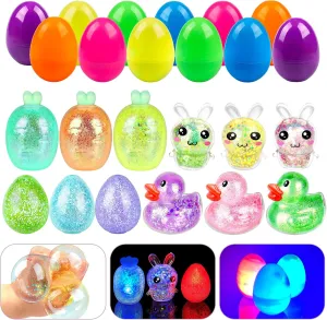 12 Packs Easter Egg Fillers with Light Up Squishy Toys Inside,Easter Basket Stuffers for Kids Prefilled Easter Eggs Easter Gifts for Kids (Over 3 Years Old)