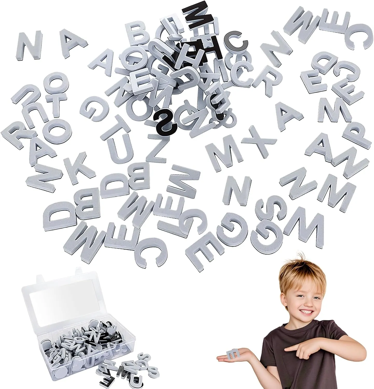124pcs Decorative Magnetic Alphabet Letters, Alphabet Magnets, Arabic Numerals for Refrigerator, Strong Neodymium Magnetic Alphabet Letters for Fridge, for Homes & Offices (White)
