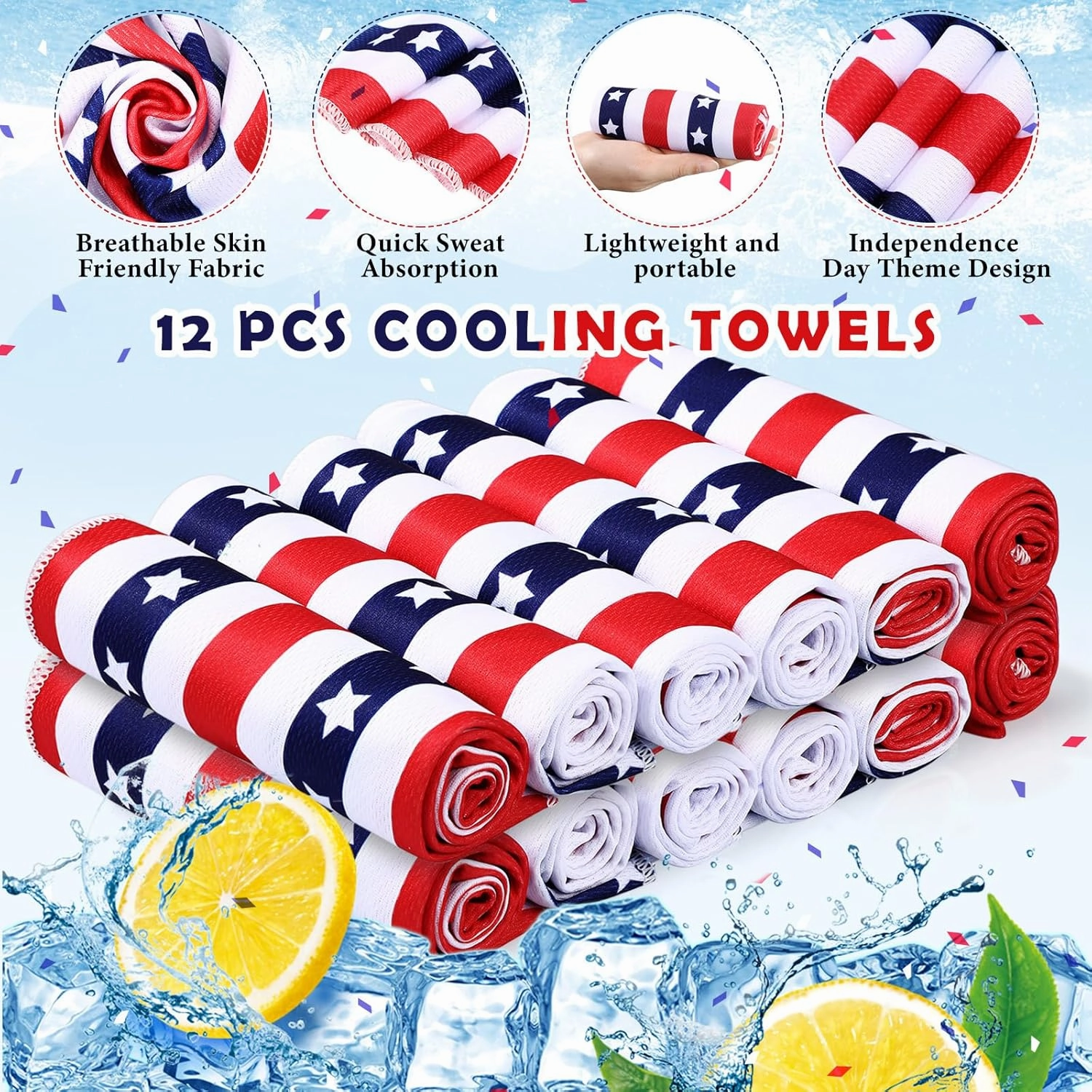 12 Pack 32 x 12 in Cooling Towels Bulk for Neck and Face Microfiber Ice Towel Sweat Towels Breathable Soft Chilly Towel Portable Cool Neck Rags for Yoga Sport Gym Workout Fitness