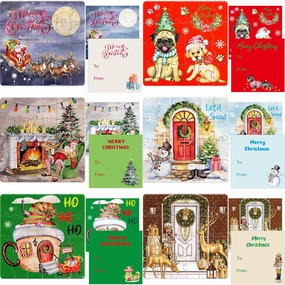 12pack Christmas Puzzles for Kids （24 Pieces Each Jigsaw Puzzles） 12 Christmas Cards Party Favors Stocking Stuffer Beginner Puzzle Preschool Toys