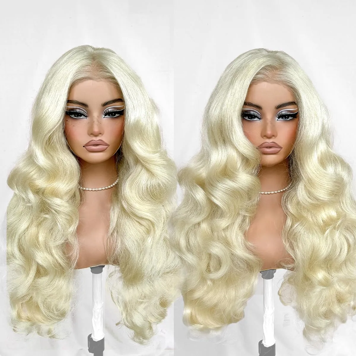 13x6 Glueless Blonde Wig HD 613 Lace Frontal Wig Pre-Cut Yaki Crazy Body Wave Wig Pre-Plucked Synthetic Wear And Go Wig For Cosplay