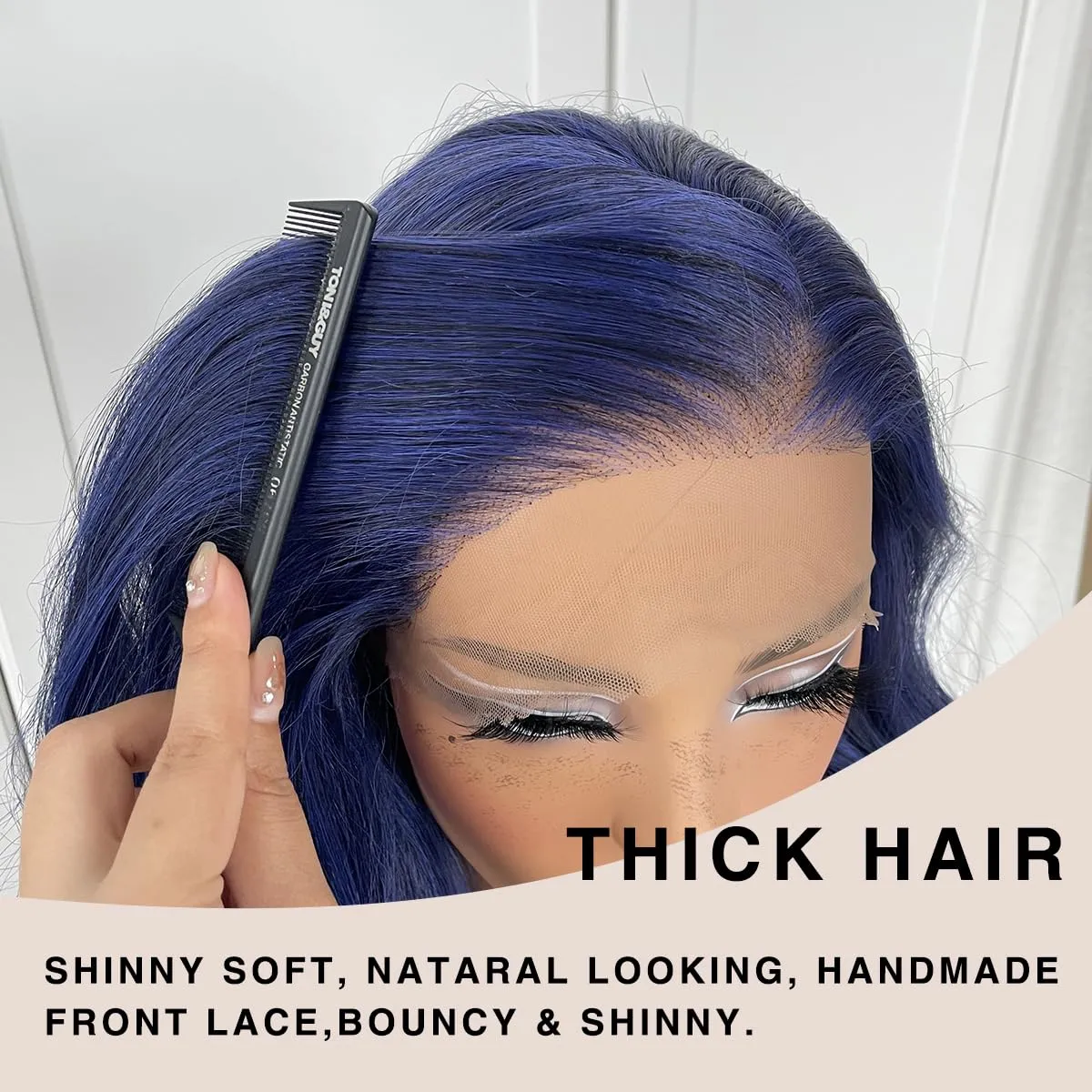 13x6 Glueless Blue Body Wave Lace Front Wig Pre Plucked Synthetic Dark Blue HD Lace front wig for fashion women transparent lace front wig for cosplay party