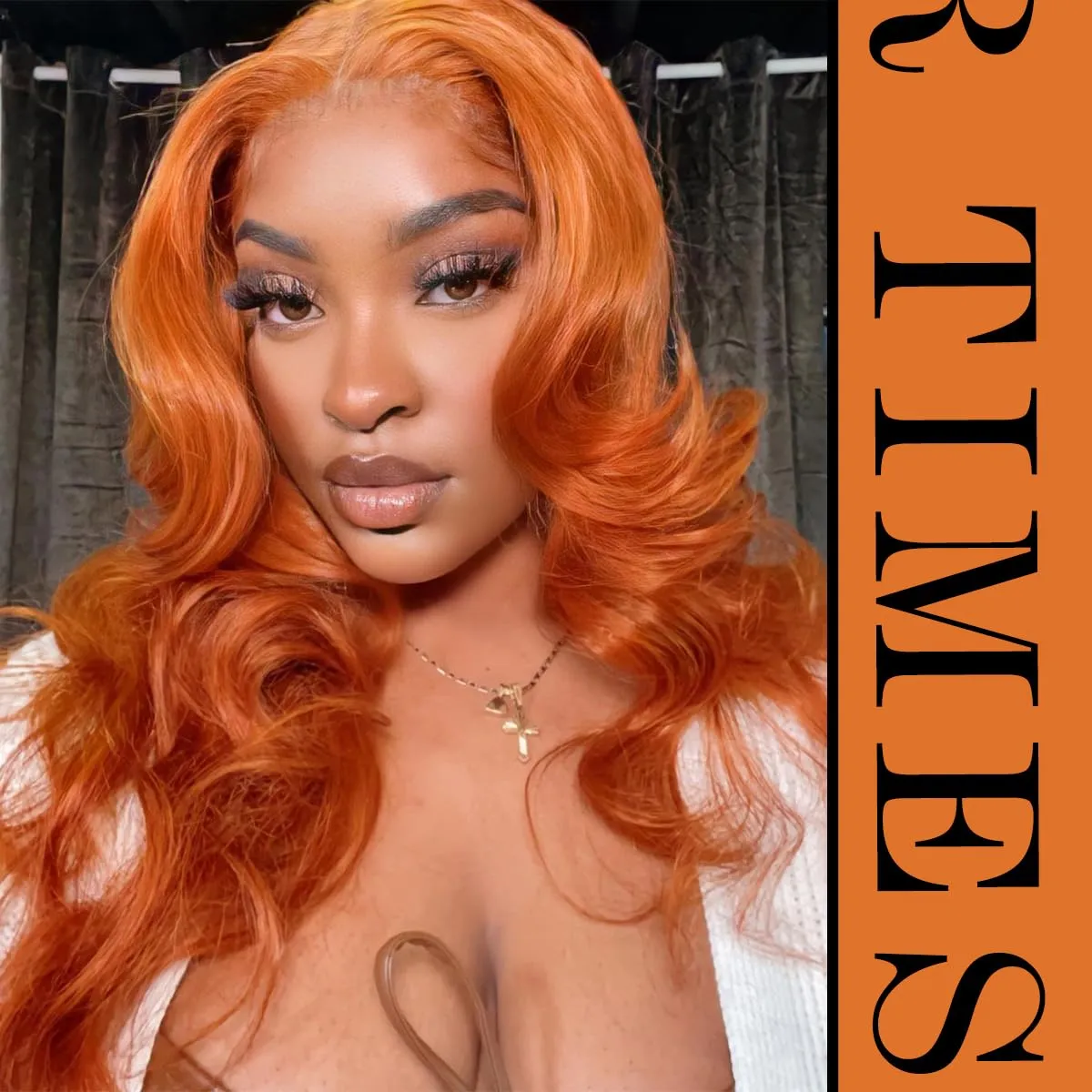 13x6 Glueless Ginger Wig Orange Synthetic HD Lace Front Wig Pre-Plucked Ginger Body Wave Wear And Go Lace Front Wig For Women