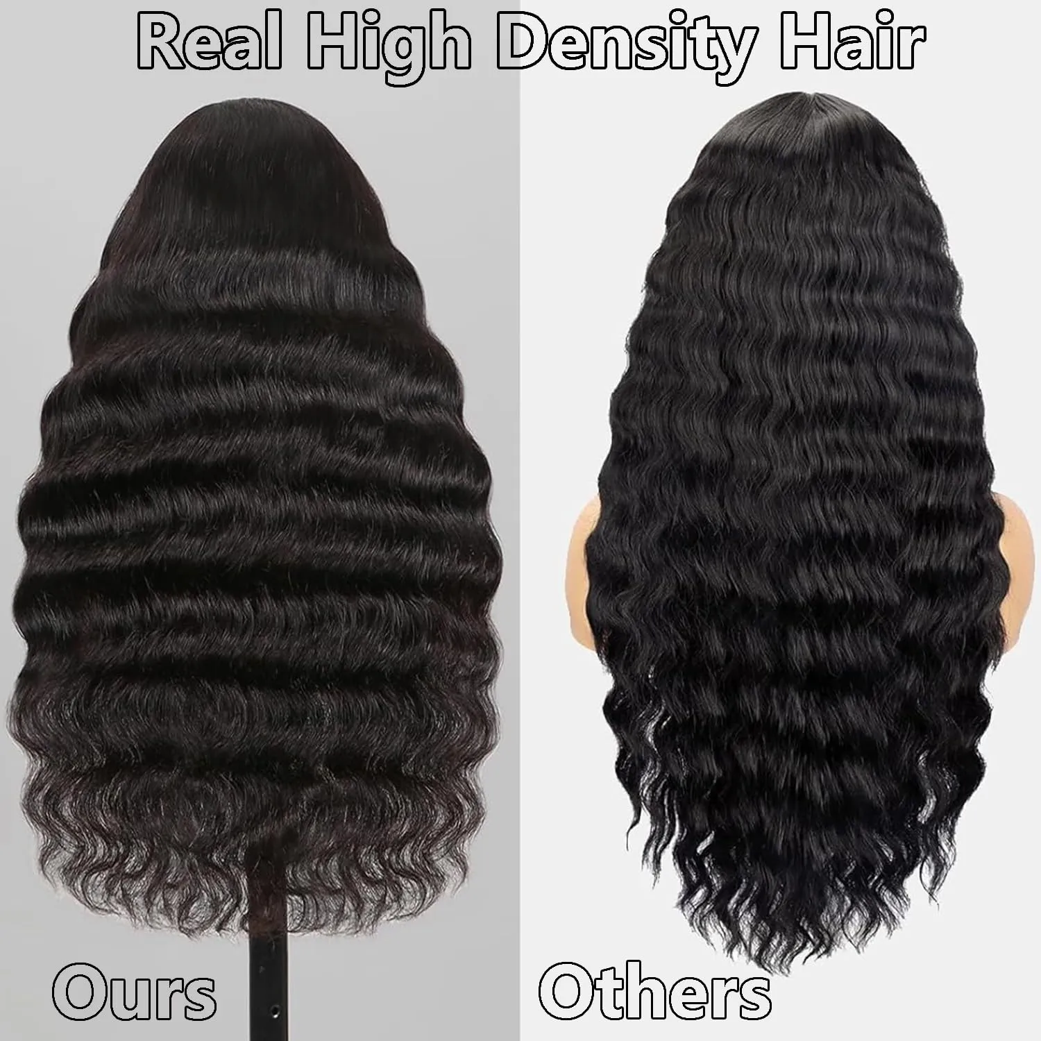 13X6 HD Lace Front Wig,30Inch Glueless Loose Deep Wave Wig Natural Black.Synthetic Lace Front Wigs Human Hair Touch,Vogue Highlight Technology-Premium Fiber & Human Hair Blended.