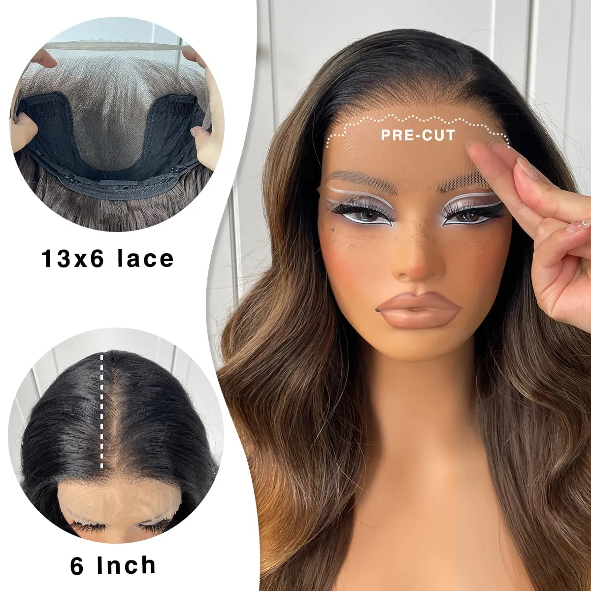 13x6 Ombre HD Lace Front Wig pre plucked Glueless Wear And Go Synthetic Body Wave Lace Front Wigs Highlight Lace Front Wig