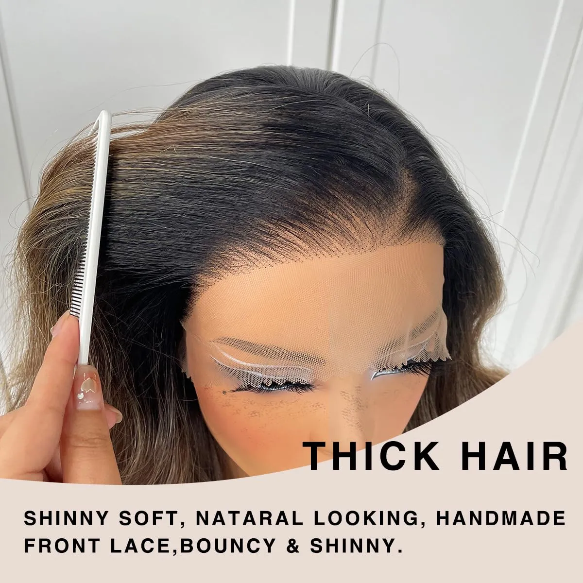 13x6 Ombre HD Lace Front Wig pre plucked Glueless Wear And Go Synthetic Body Wave Lace Front Wigs Highlight Lace Front Wig