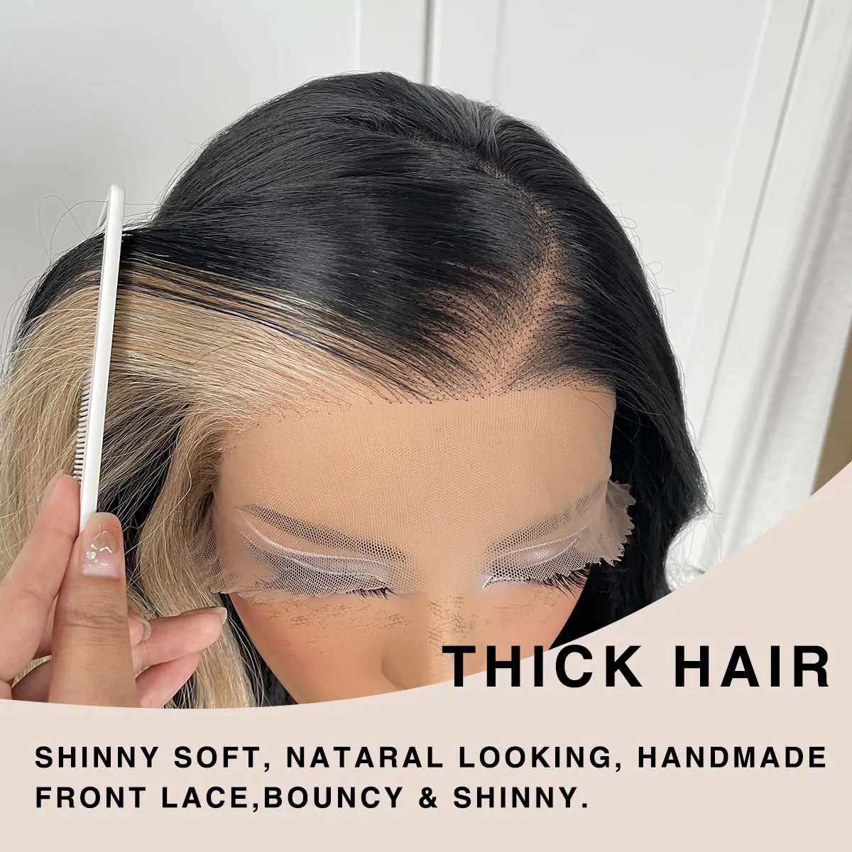 13x6 Skunk Stripe Wig Glueless Lace Front Wigs Pre Plucked Synthetic Body Wave blonde wig Wear and Go lace front wig for black women