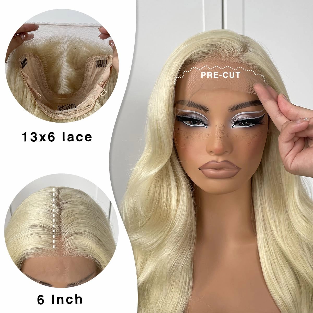 13x6 Blonde HD lace front wig glueless White wigs Synthetic lace front wig pre plucked pre cut 613 body wave Wear And Go Lace front wig For cosplay party