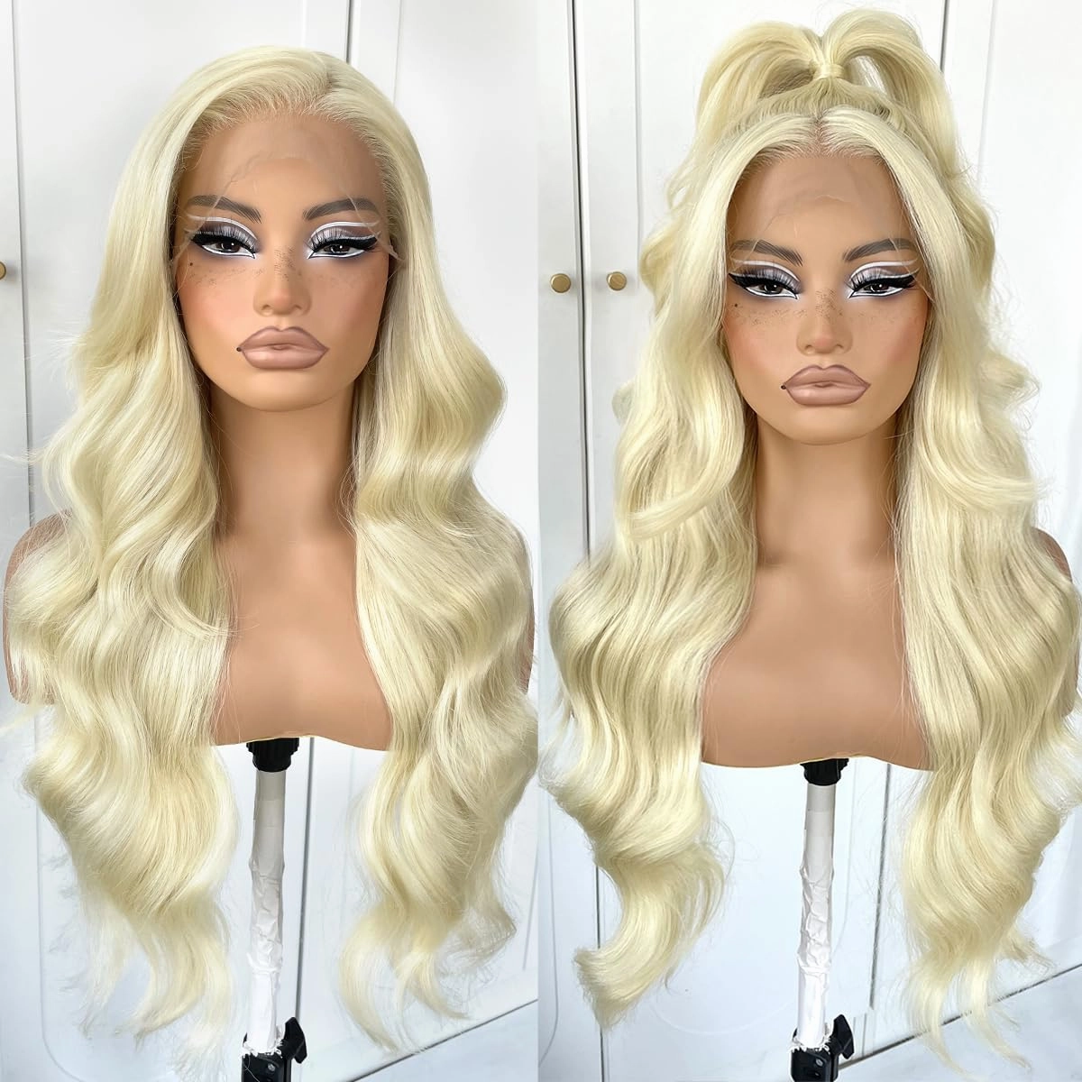 13x6 Blonde HD lace front wig glueless White wigs Synthetic lace front wig pre plucked pre cut 613 body wave Wear And Go Lace front wig For cosplay party