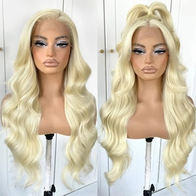 13x6 Blonde HD lace front wig glueless White wigs Synthetic lace front wig pre plucked pre cut 613 body wave Wear And Go Lace front wig For cosplay party