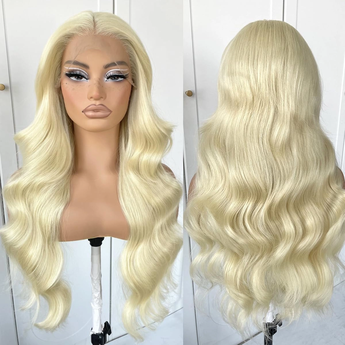 13x6 Blonde HD lace front wig glueless White wigs Synthetic lace front wig pre plucked pre cut 613 body wave Wear And Go Lace front wig For cosplay party