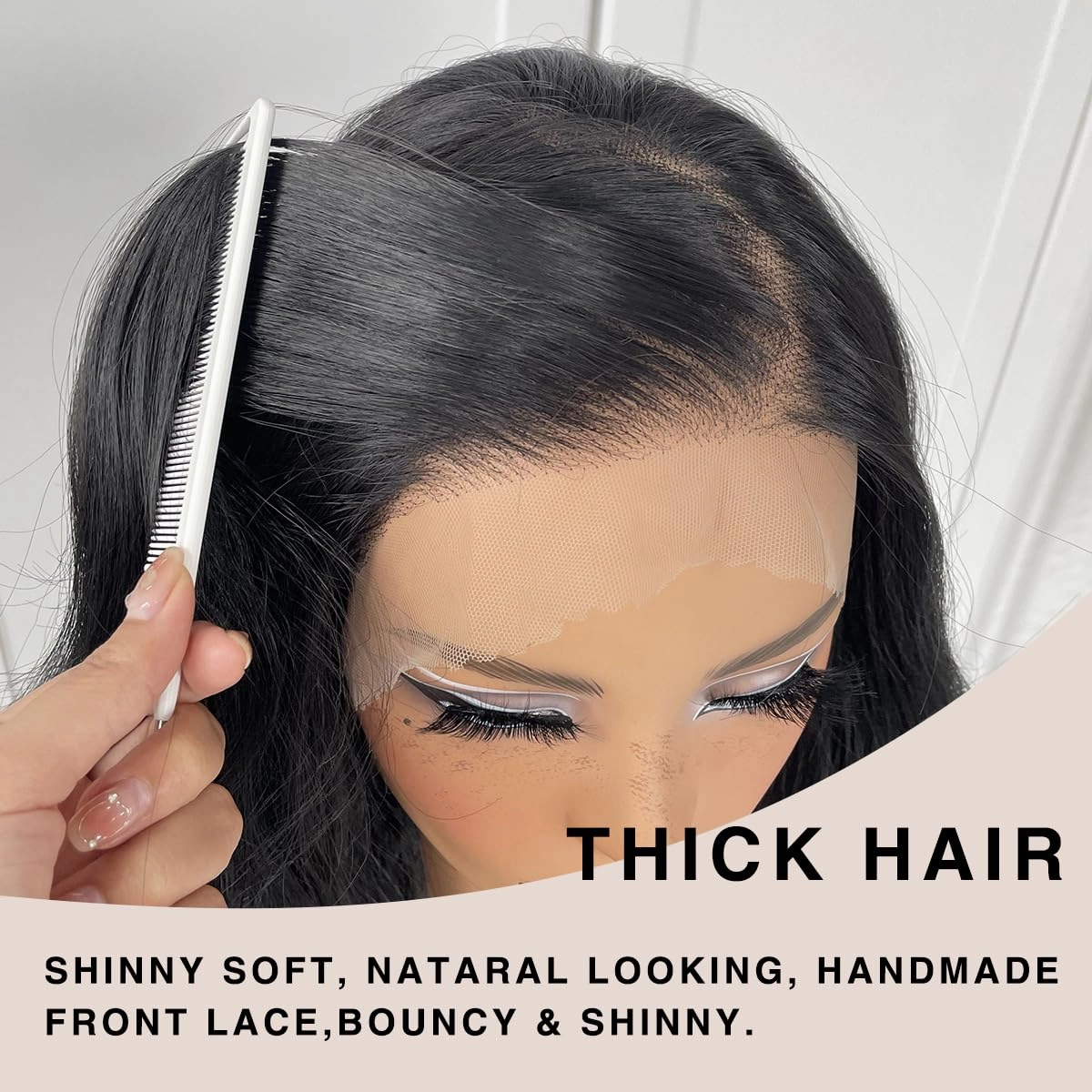 13x6 glueless Lace front wig pre plucked Synthetic Long body wave HD lace front wig Black Wavy Wig with natural hair line