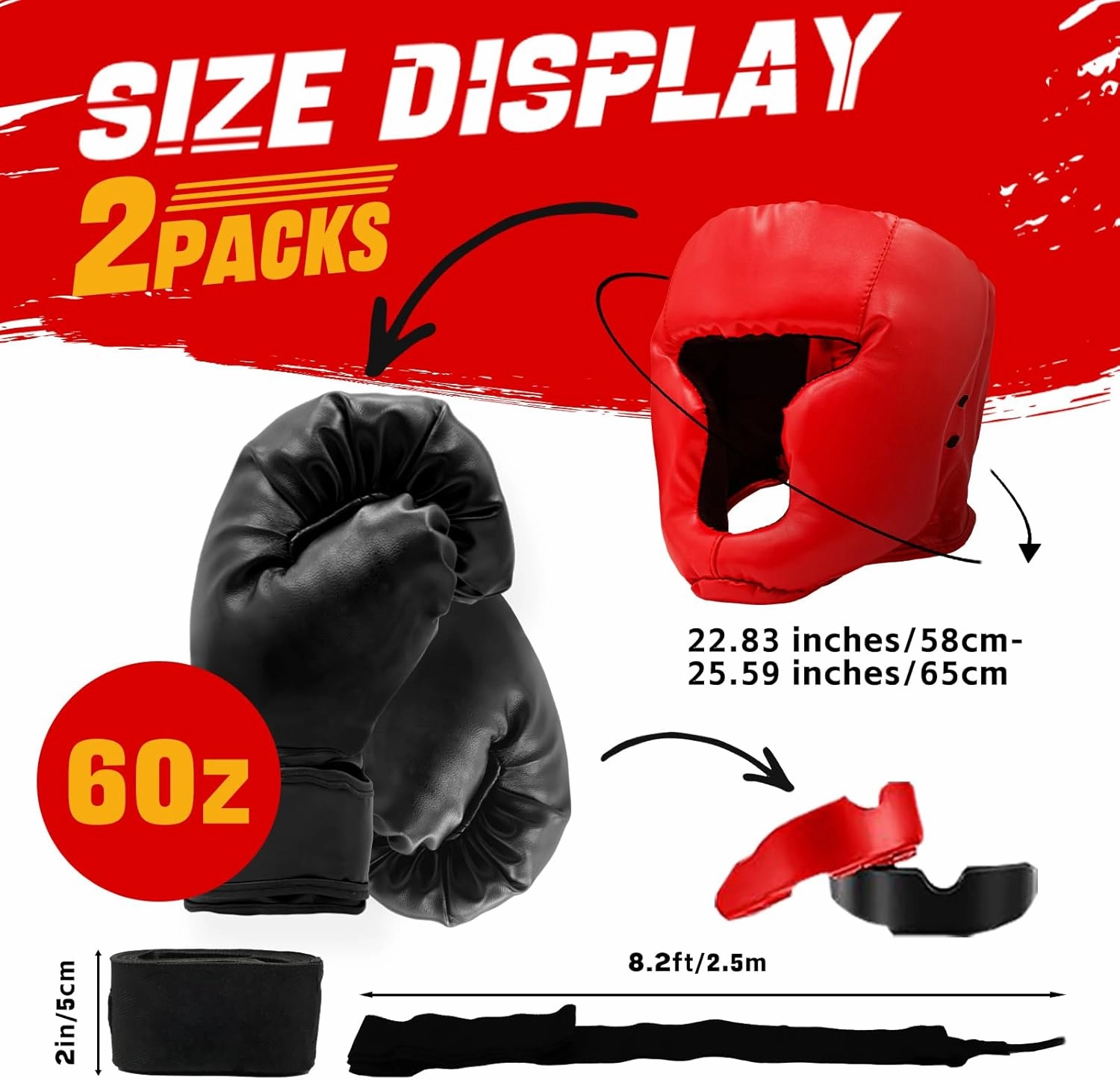 14 Pcs Boxing Set Boxing Equipment Set for Beginners Including 2 Pair of 6 oz Boxing Gloves Headgear Helmet Hand Wraps Mouth Guards Gifts for Adults Youth Beginners Training Equipment