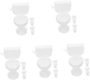 15pcs Miniature Toilet for Dollhouse Decoration Cute Landscape Bathroom Ornaments Pastoral Style Mini Toilets for Creative Play and Home