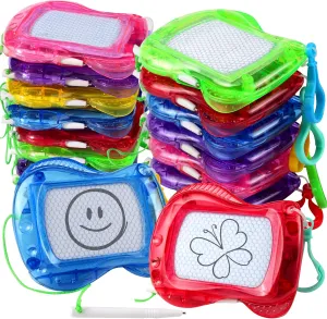 16 Pack Mini Magnetic Drawing Board for Kid(6 Colors), Erasable Doodle Sketch and Writing Pad, Backpack Keychain Clip Doodle Drawing Boards, Birthday Party Favor for Boys and Girls