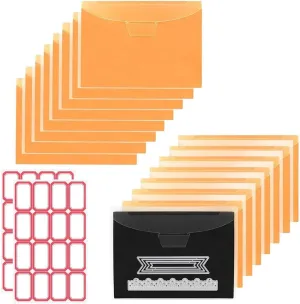 16 PCS Stamp and Die Storage Bag and Magnetic Sheet - Die Storage Set for Cutting,Scrapbooking,Storing Craft Dies-Orange