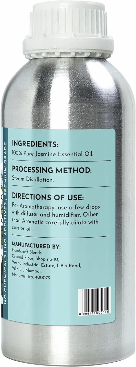 16 fl oz - Jasmine Essential Oil (100% Pure & Natural) Large Aluminum Bottle for Aromatherapy, Diffuser, Candle & Soap Making - Minamino Blends
