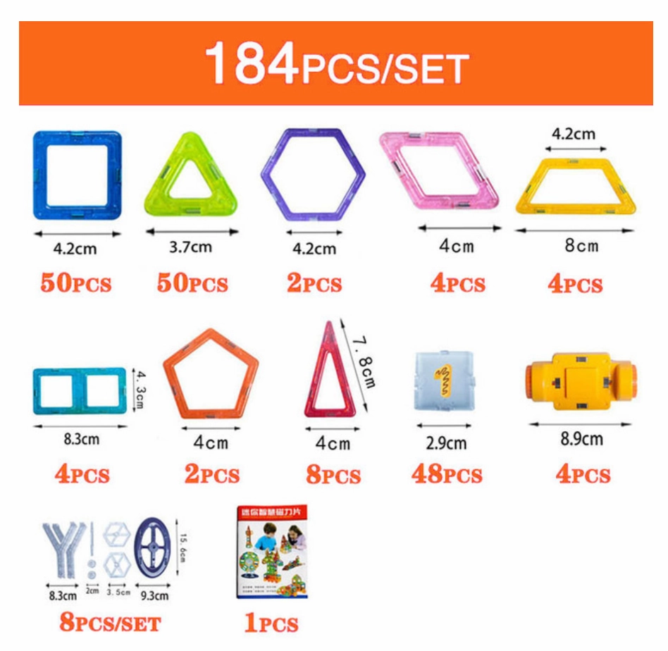 184 Piece Mini Magnetic Designer Construction Block Set