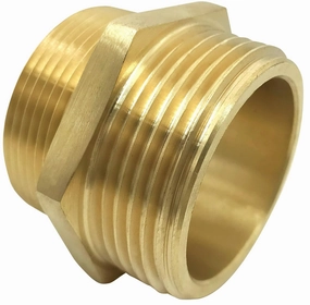 1-1/2" NPT x 1-1/2" NST (NH) Brass Hexagon Nipple Fitting - Fire Equipment Hex Nipple Double Male Fire Hose Adapter
