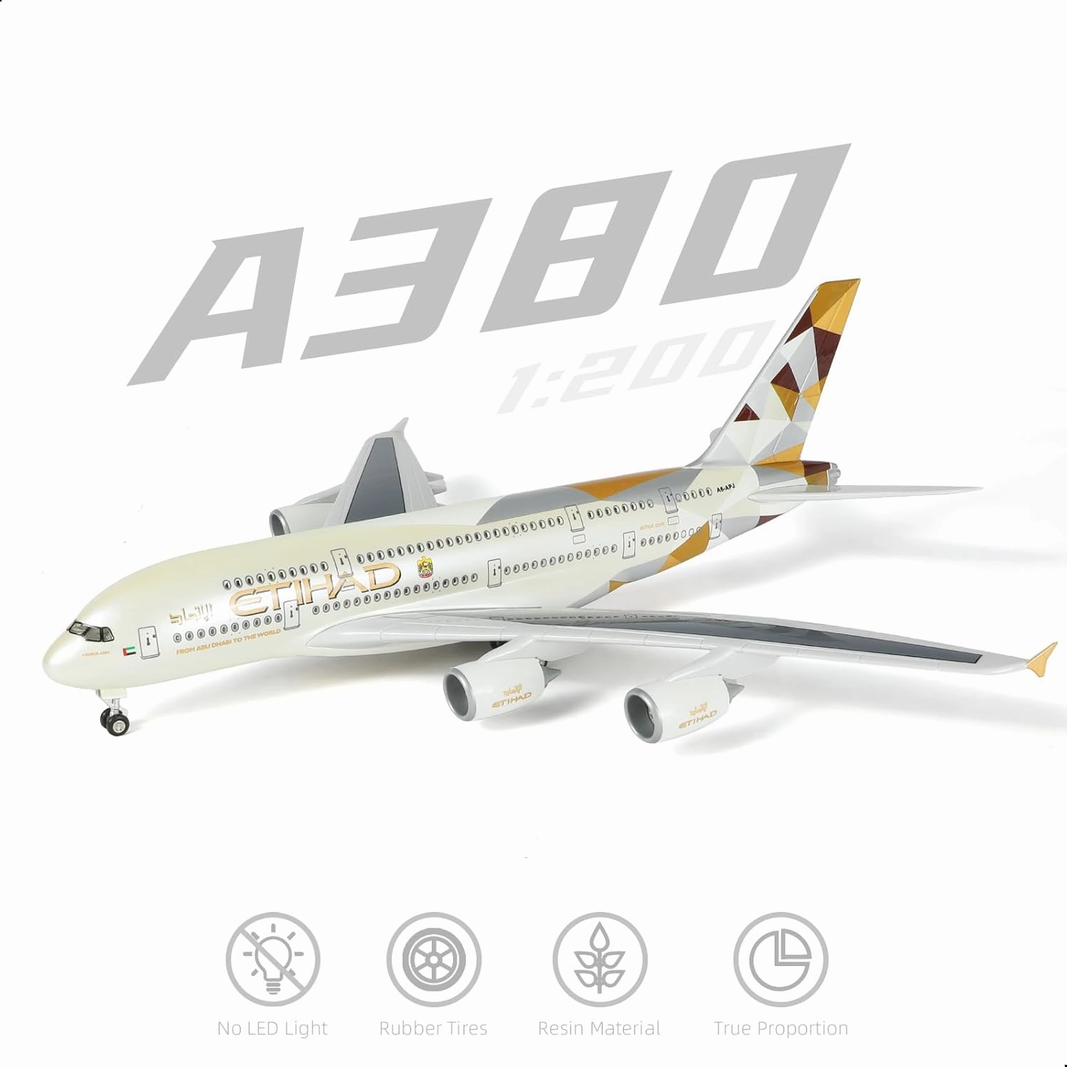 1/200 Scale A380 Model Plane Diecast Airbus A380 Model Airplane with Stand (14 in-L) Pre-Built Model kit for Adult -Aviation Creative Gifts, Tabletop Collection Display