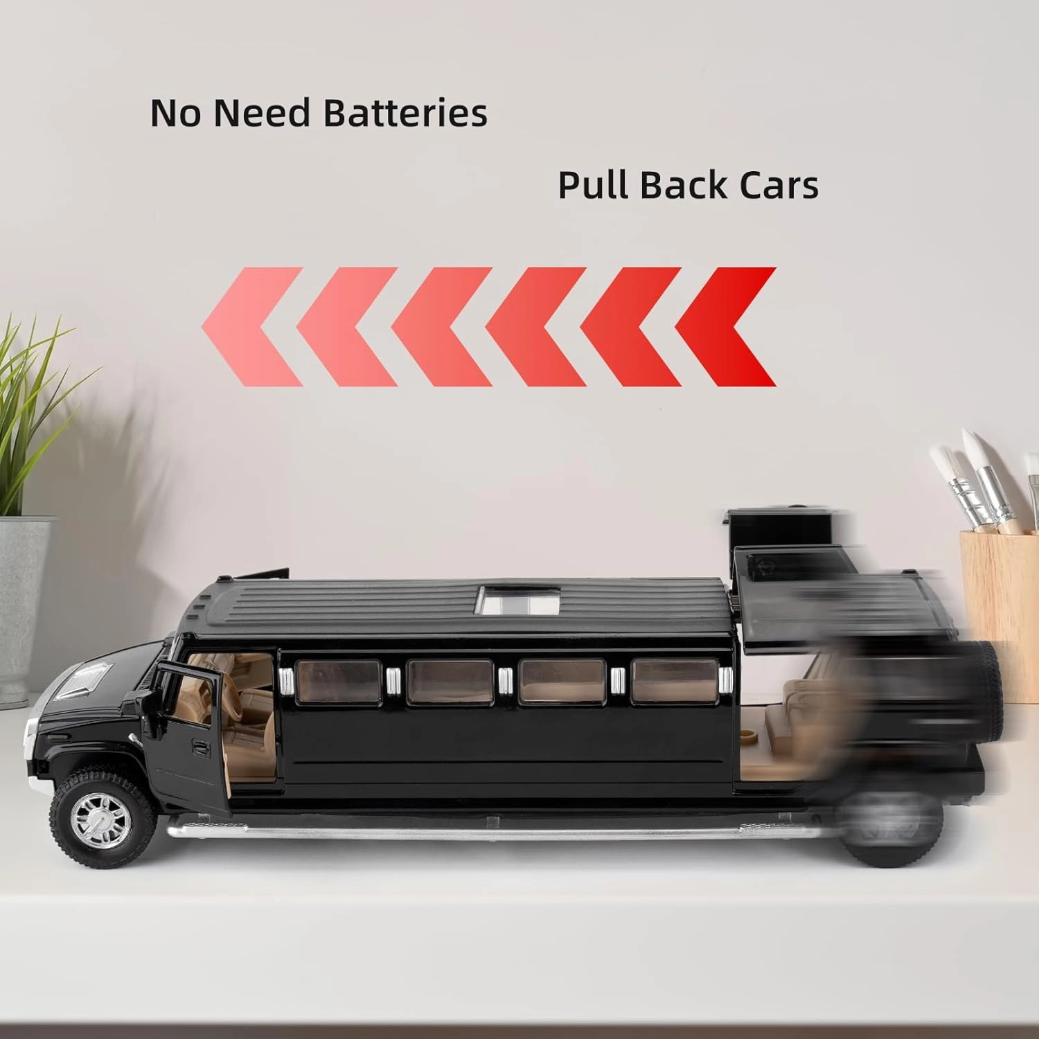 1/32 Hummer H2 Car Model, Diecast Car Toy with Sound and Light, Alloy Stretch Limousine Pull Back Toy Vehicle for Adult Kids Boys Girls (Black)