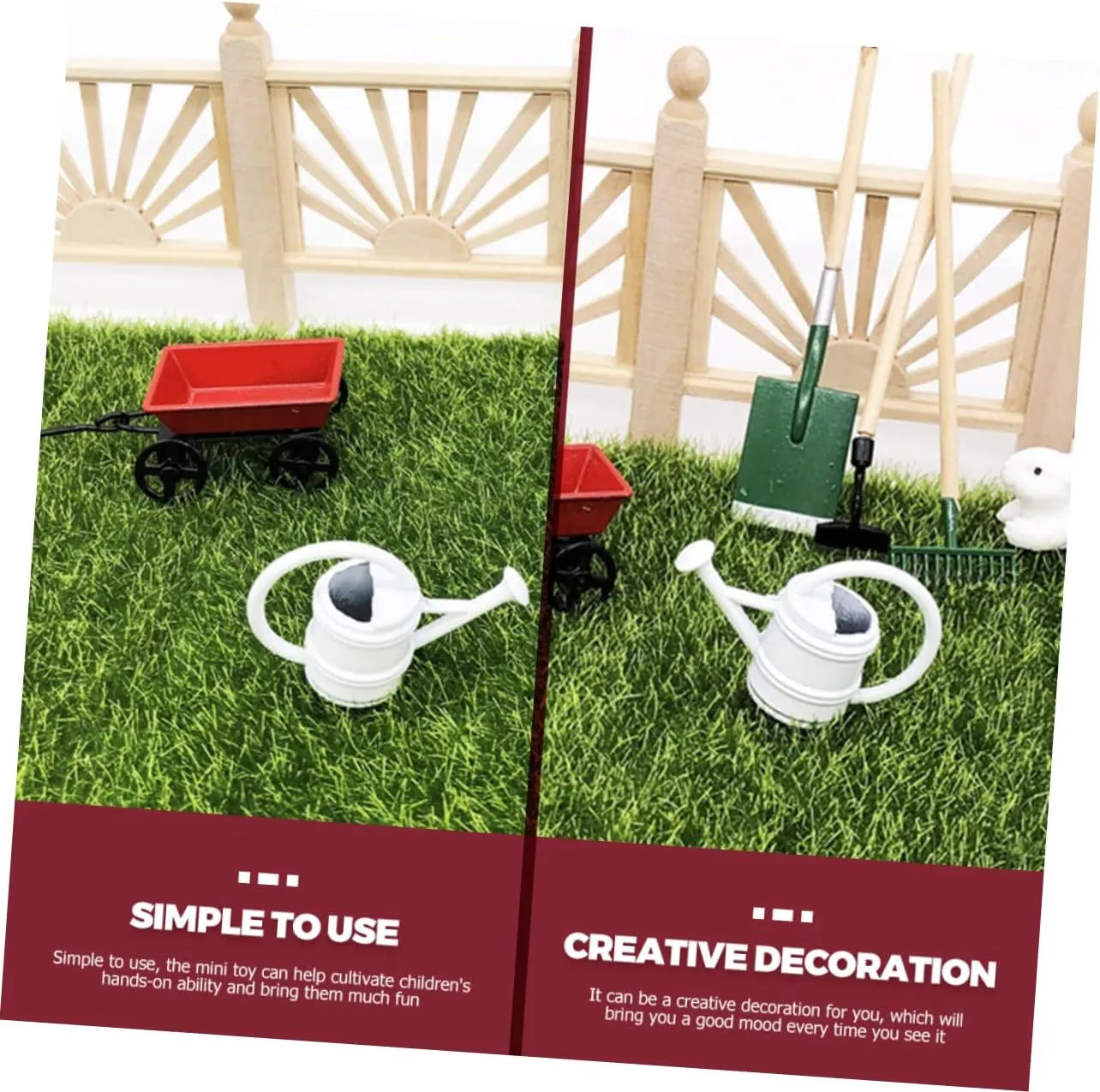 2 Sets Miniature Gardening Tool Micro Garden Decor Accessories for Mini House Fairy Garden Tool Kit for Imaginative Play and DIY Miniature Scenes