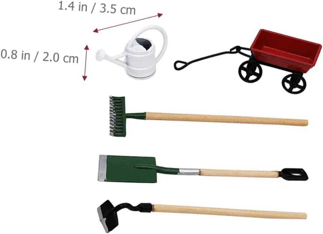 2 Sets Miniature Gardening Tool Micro Garden Decor Accessories for Mini House Fairy Garden Tool Kit for Imaginative Play and DIY Miniature Scenes