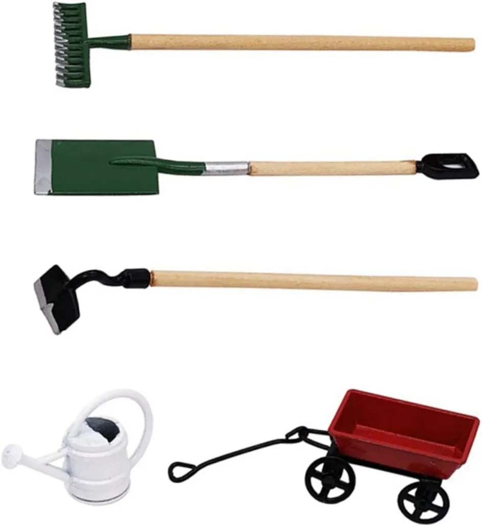 2 Sets Miniature Gardening Tool Micro Garden Decor Accessories for Mini House Fairy Garden Tool Kit for Imaginative Play and DIY Miniature Scenes