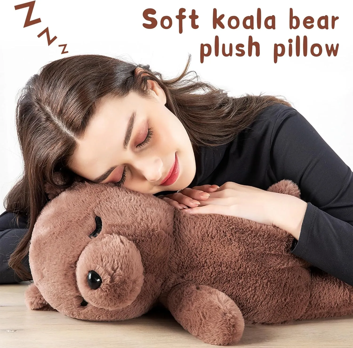 20 inch Big Teddy Bear Stuffed Animals Sleeping Plush Toy, Cute Stuffed Koala Bear Toy Soft Brown Bear Plush Pillow for Kids
