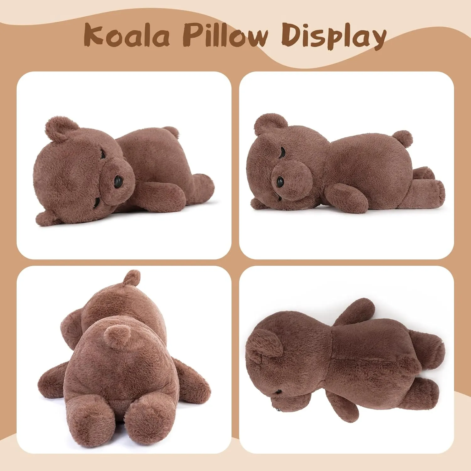 20 inch Big Teddy Bear Stuffed Animals Sleeping Plush Toy, Cute Stuffed Koala Bear Toy Soft Brown Bear Plush Pillow for Kids
