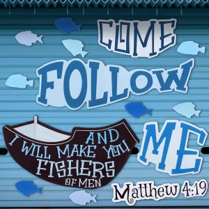 20 Pcs Fishers of Men Garage Door Magnets Set Religious Vbs Sunday School Bulletin Board Classroom Decor Large Ship Fish Magnetic Stickers for Christian Educational Learning Activities