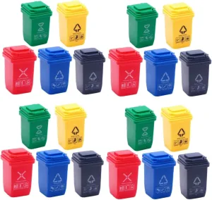 20 Pcs Mini Trash Can Doll House Sorting Garbage Bin Mini House Supplies Doll House Ornament Miniature Garbage Can Early Educational Toys Miniature Scene Model Miniature Trash Can