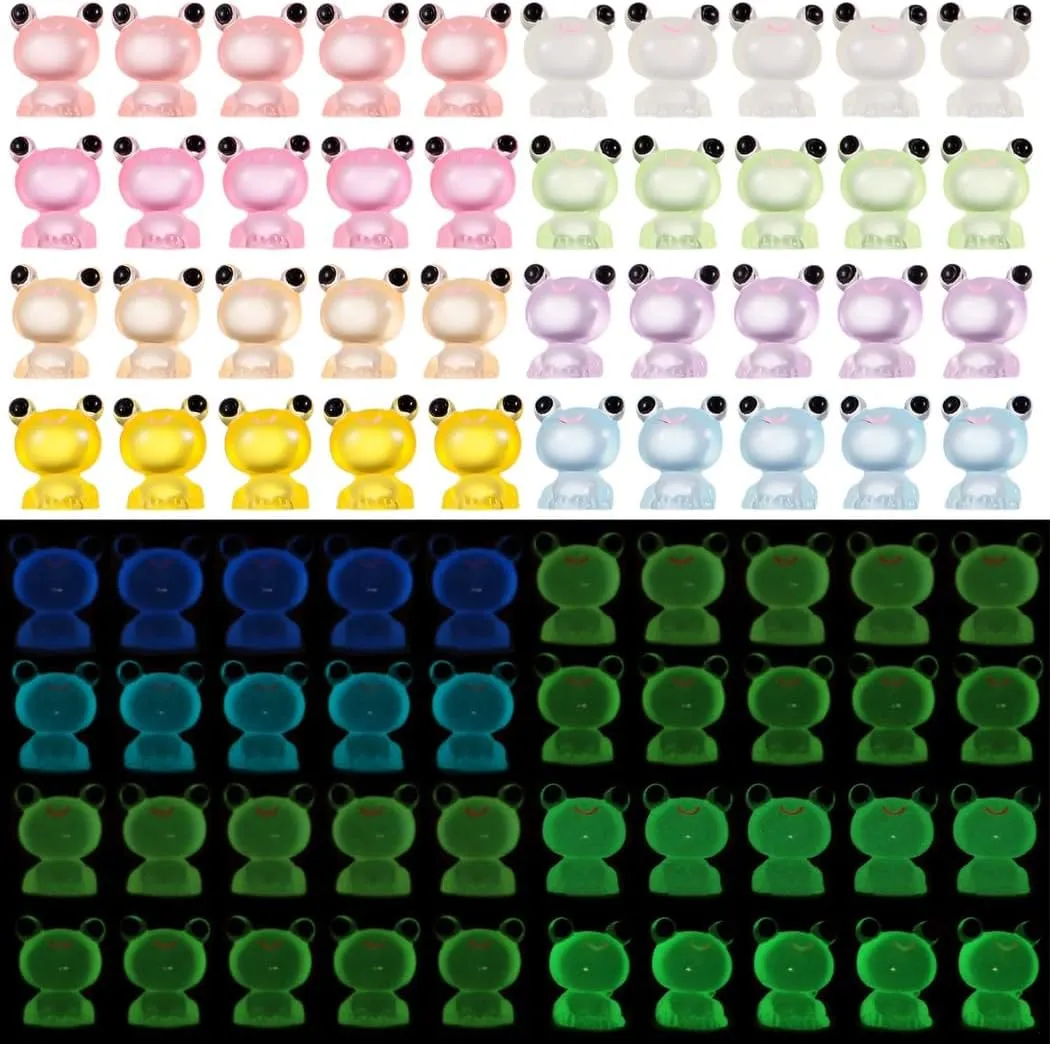 200 Luminous Miniature Frog Ornaments, Resin Cute Glow-in-The-Dark Frogs for DIY Craft Projects, Garden Decorations, and Dollhouse Accessories