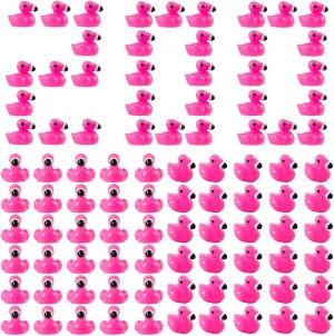 200pcs Mini Rubber Flamingo Ducks, Miniature Resin Flamingo Figurines Rose Red Cute Tiny Plastic Animal Toy Party Favors Decorations for Garden Landscape Dollhouse DIY Craft
