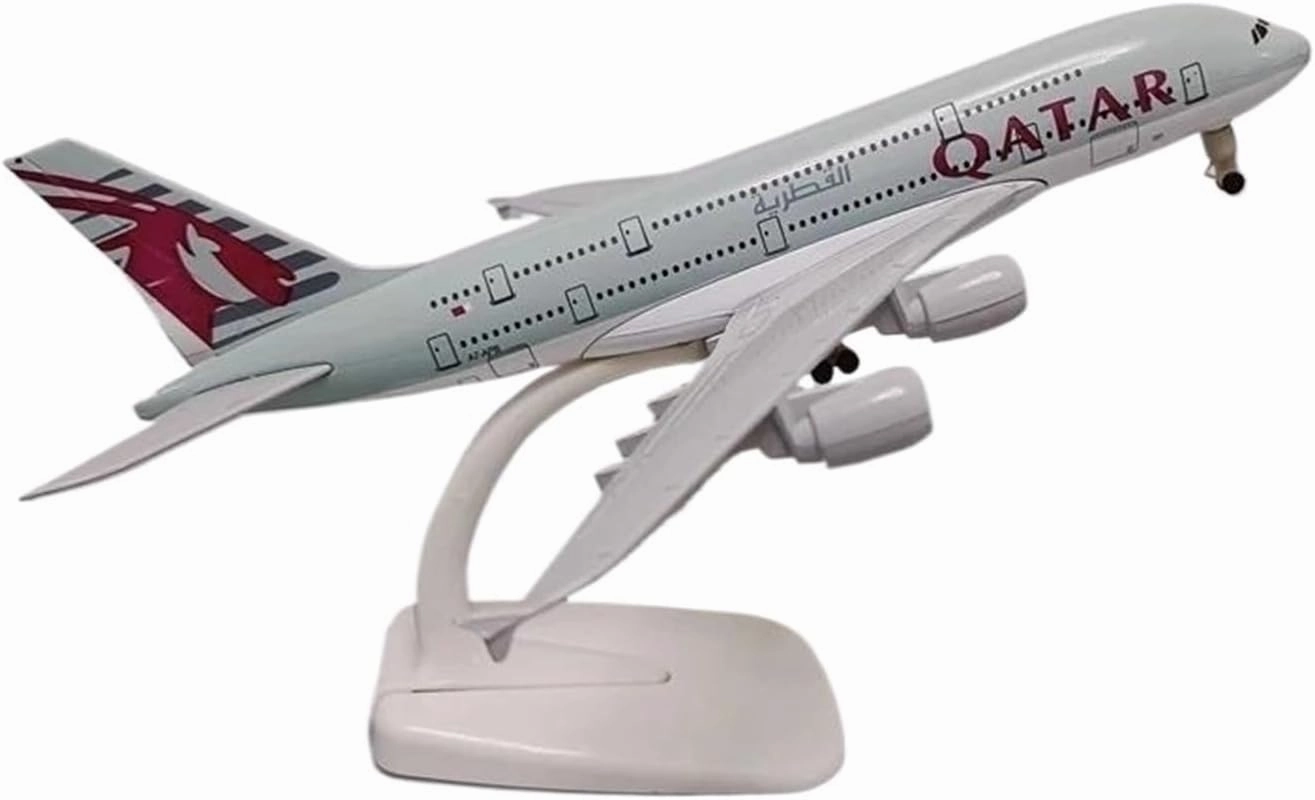 20cm for Qatar Classic 380 Metal Alloy Plane Model Diecast Aircraft Landing Gears Wheels Toys Collectible Display