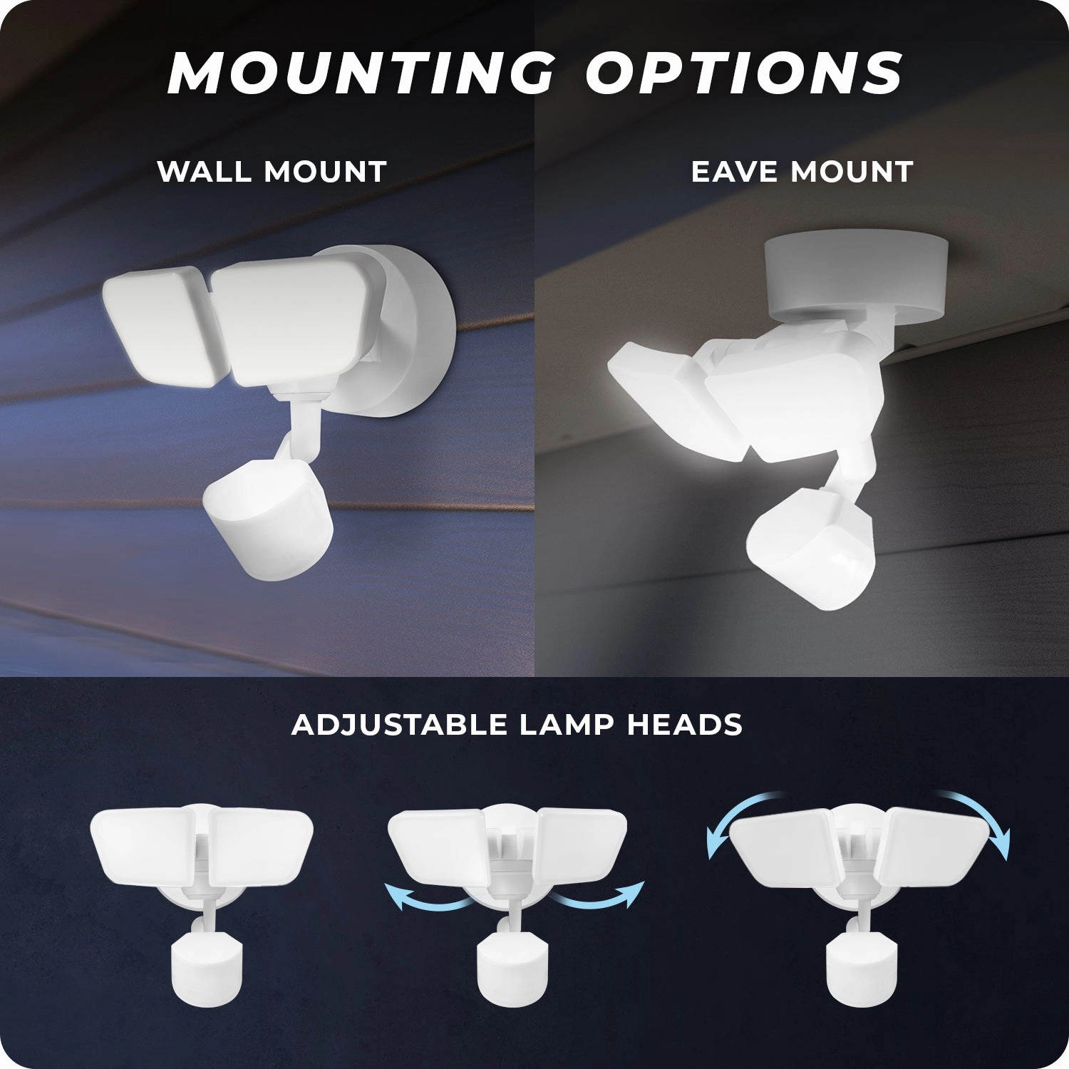 240-Degree 22W Twin Head White Wi-Fi Smart 2200 Lumens Hardwired LED Motion Security Light, No Hub Required