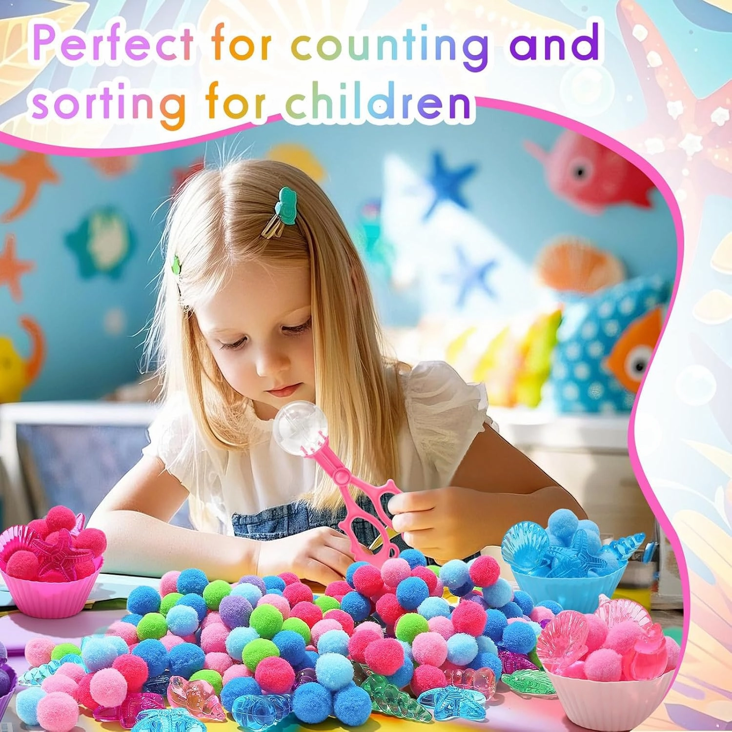249 Pcs Summer Beach Sensory Bin Filler Summer Creatures Counting Sorting Sensory Bin Items Motor Toys Beach for Kids Counting Toys for Preschool Education Activities