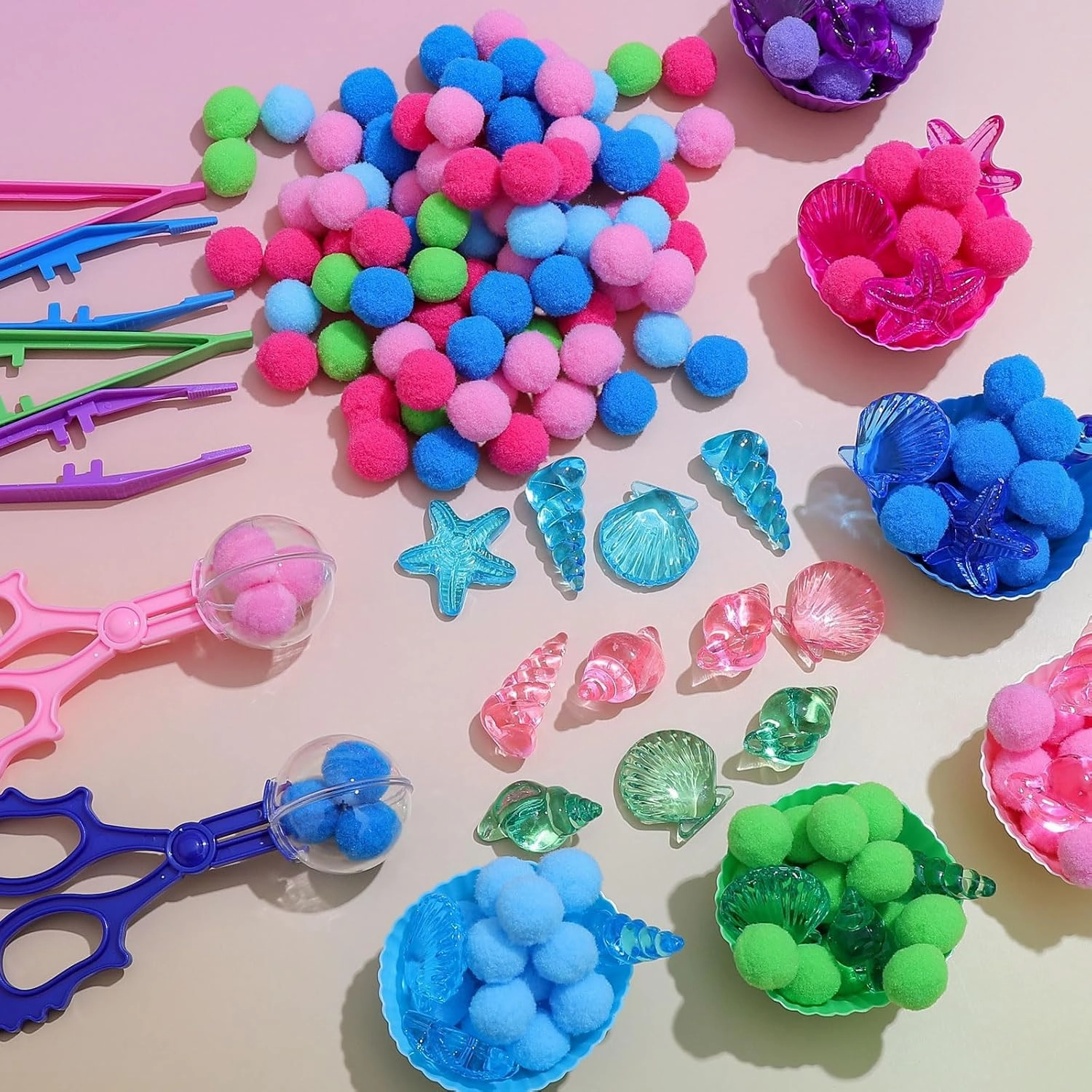 249 Pcs Summer Beach Sensory Bin Filler Summer Creatures Counting Sorting Sensory Bin Items Motor Toys Beach for Kids Counting Toys for Preschool Education Activities