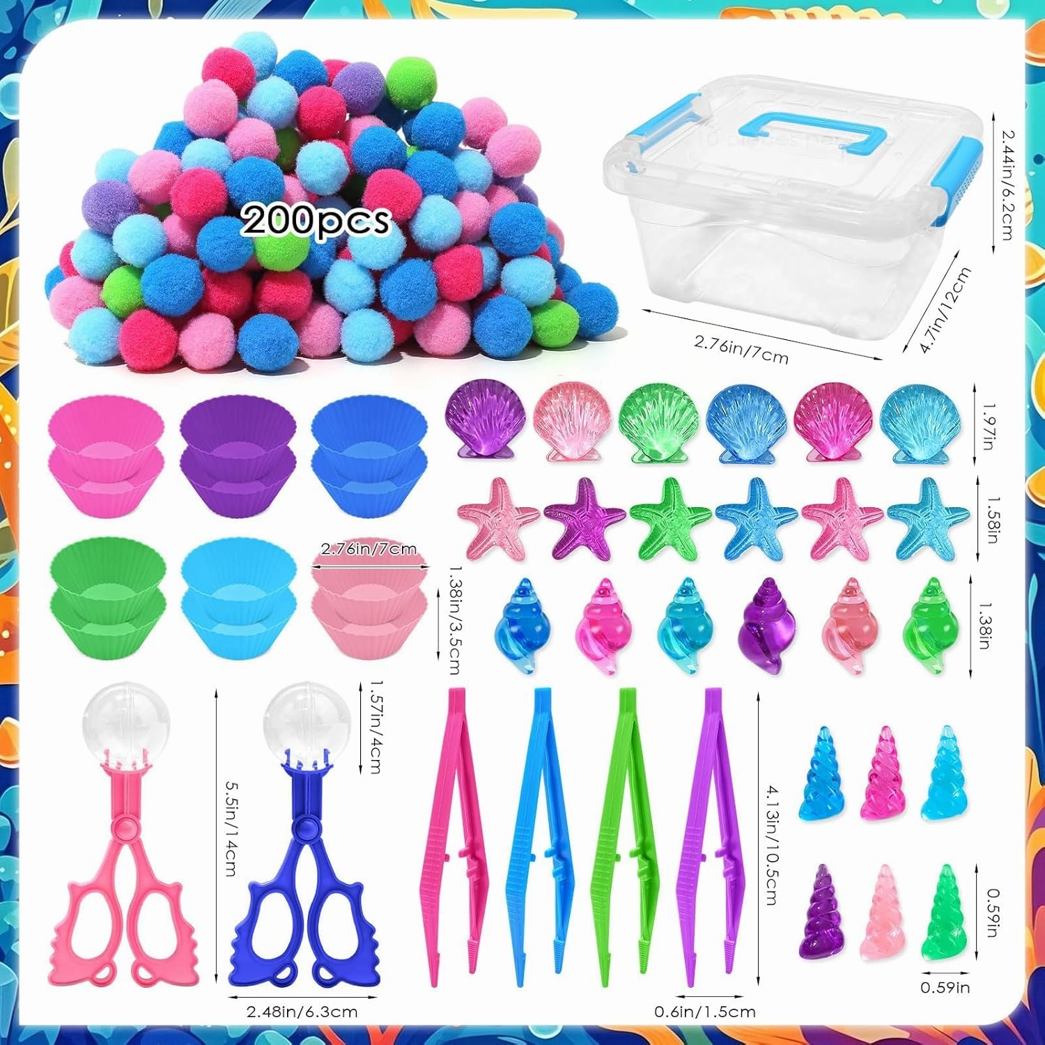 249 Pcs Summer Beach Sensory Bin Filler Summer Creatures Counting Sorting Sensory Bin Items Motor Toys Beach for Kids Counting Toys for Preschool Education Activities