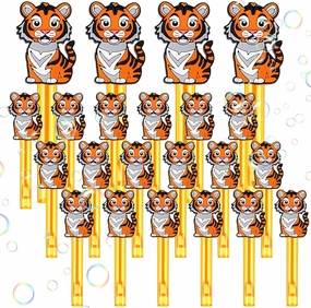 24 Pcs Tiger Bubbles Bulk Tiger Themed Party Favors Mini Jungle Bubble Wands for Gifts Classroom Awards Goodie Bag Stuffers Treat Bag Fillers Outdoor Indoor Activity