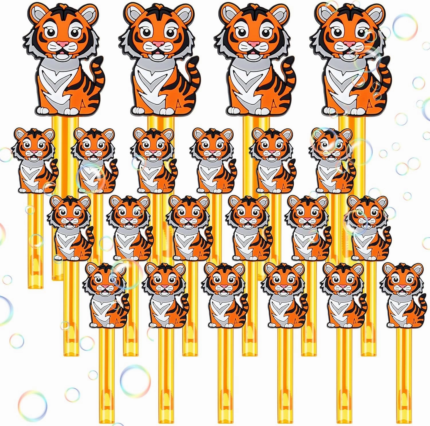 24 Pcs Tiger Bubbles Bulk Tiger Themed Party Favors Mini Jungle Bubble Wands for Gifts Classroom Awards Goodie Bag Stuffers Treat Bag Fillers Outdoor Indoor Activity